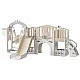 Mini children's play fort with slide, brown