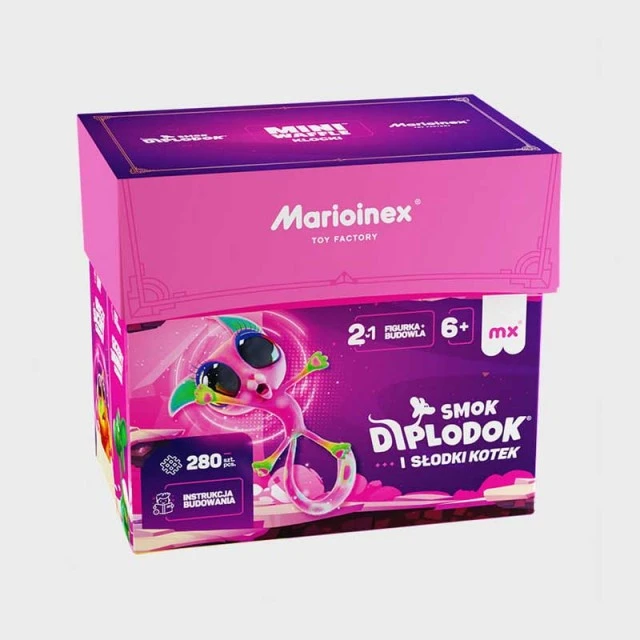 Мини вафлен конструктор Marioinex  Диплодок и котенце, 280 части
