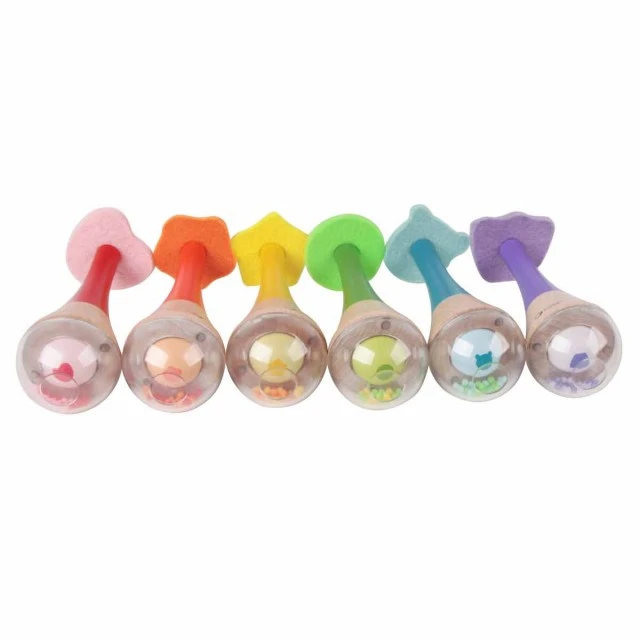 Multicolored children’s wooden maracas