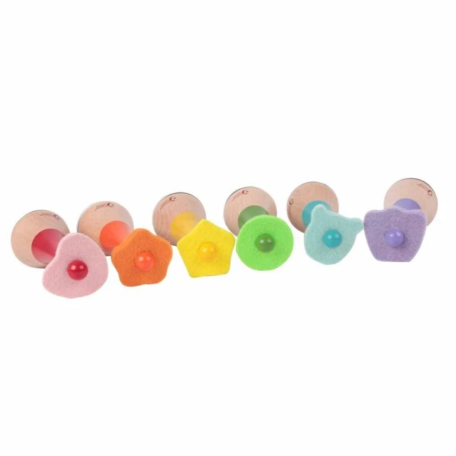 Multicolored children’s wooden maracas