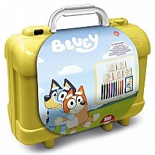 Bluey art case with 10 colored pencils, 5 stamps and puzzle stickers for decoration