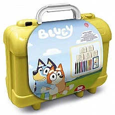 Bluey art case with 10 colored pencils, 5 stamps and puzzle stickers for decoration