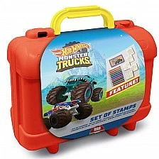 Hot Wheels art case with 10 colored pencils, 5 stamps and puzzle stickers for decoration