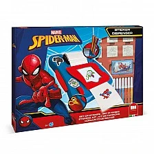 Spiderman sticker creation kit with 12 felt-tip pens, 50 stickers, 7 stamps and a coloring book