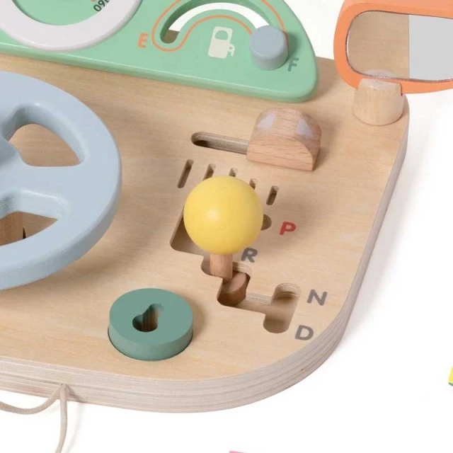 Multifunctional wooden steering wheel Classic World with activities for children over 2 years old