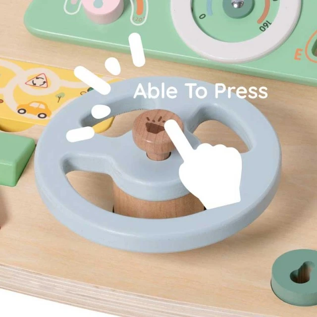 Multifunctional wooden steering wheel Classic World with activities for children over 2 years old