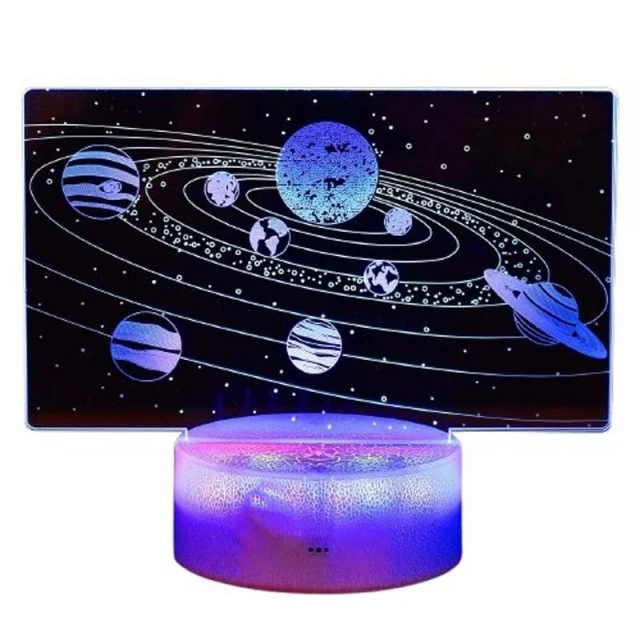 Нощна детска 3D LED лампа, Слънчевата система, променящи се цветове, 20 см