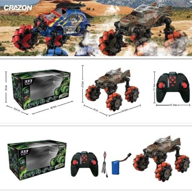 Off-road jeep with folding wheels and RC control 1:18