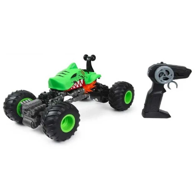 Off-road car with rotating front wheels, RC 1:16 in green color
