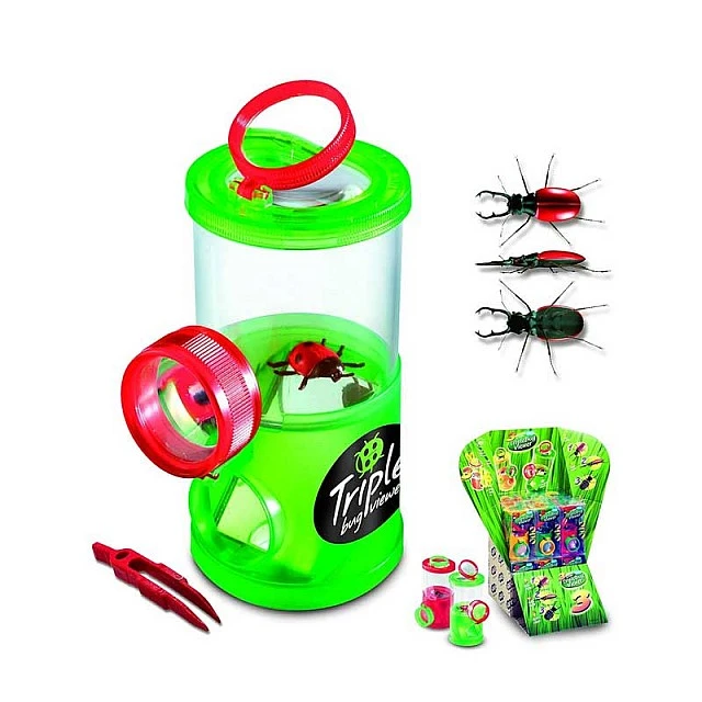 Optical device for triple observation of insects in different colors