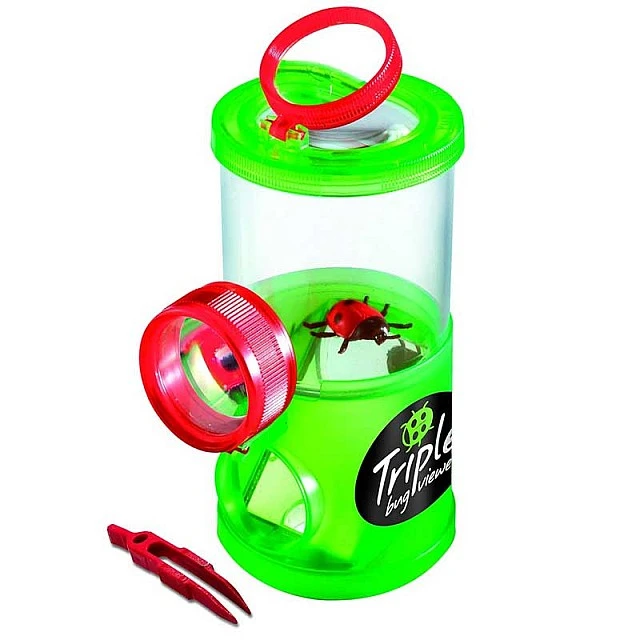 Optical device for triple observation of insects in different colors