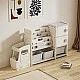 Bus-shaped toy organizer with 11 boxes and 2 storage cabinets