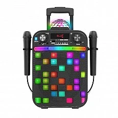 Karaoke Bluetooth speaker with 2 microphones and LED lamp, black
