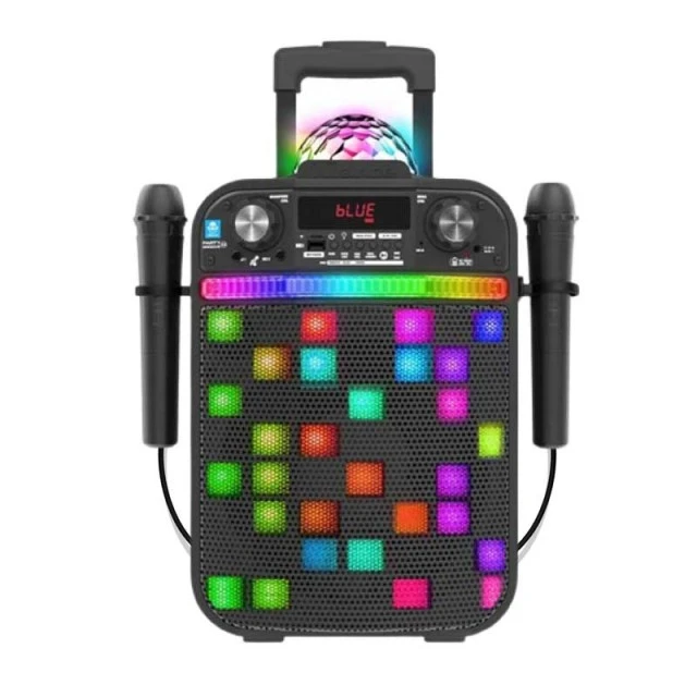 Karaoke Bluetooth speaker with 2 microphones and LED lamp, black