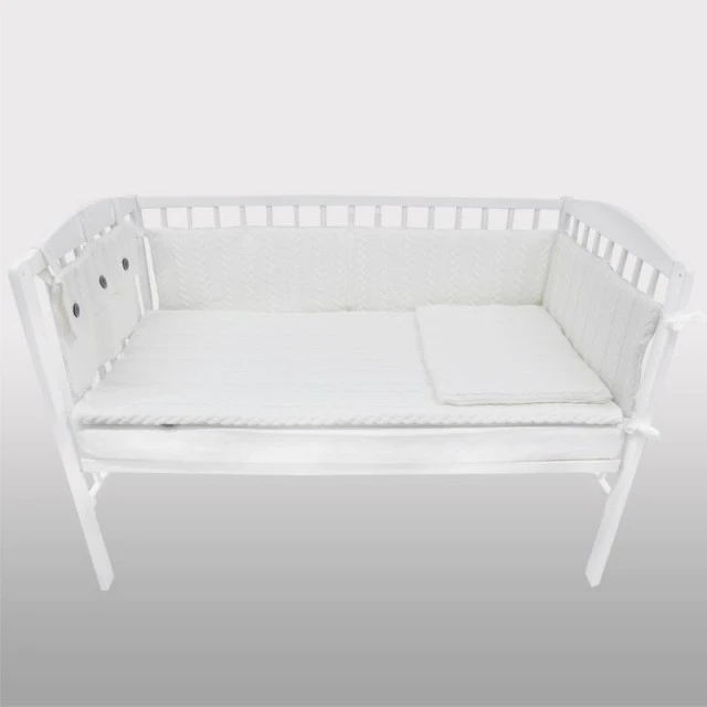 White knitted baby cot set