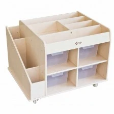 Movable wooden toy rack