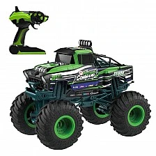Radio-controlled off-road car 1:10, with remote control and big tires, green