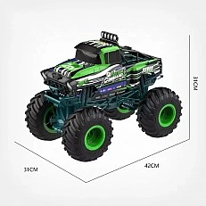Радиоуправляема офроуд кола 1:10, с дистанционно управление и големи гуми, зелена