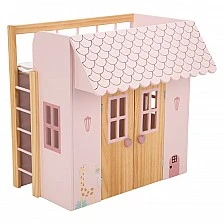 Arias Nature Pink Wooden Dollhouse with Bed