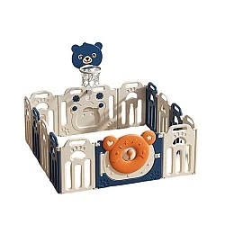 Foldable baby playpen with basketball hoop, Blue Bear