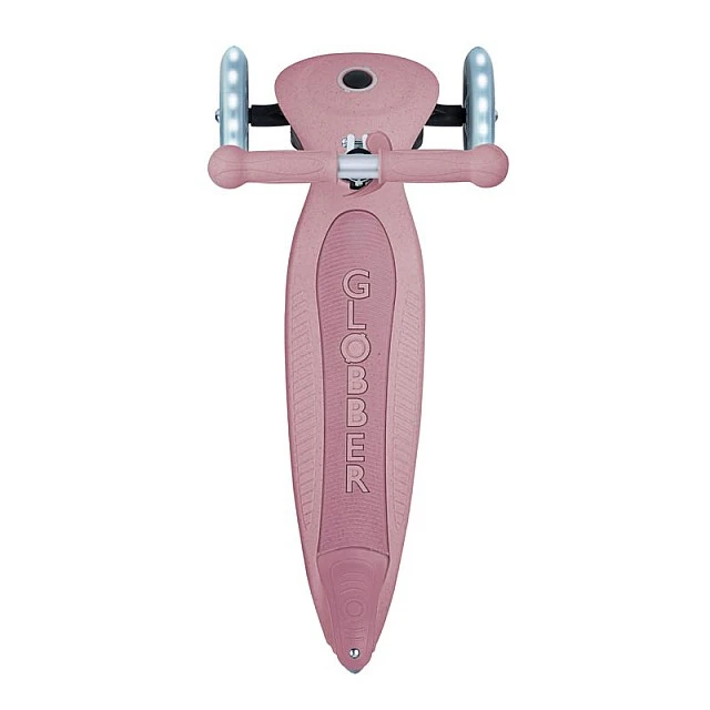Foldable eco scooter with 3 wheels GLOBBER JUNIOR FOLDABLE LIGHTS ECOLOGIC – berry color