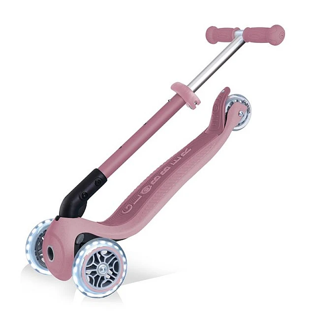 Foldable eco scooter with 3 wheels GLOBBER JUNIOR FOLDABLE LIGHTS ECOLOGIC – berry color