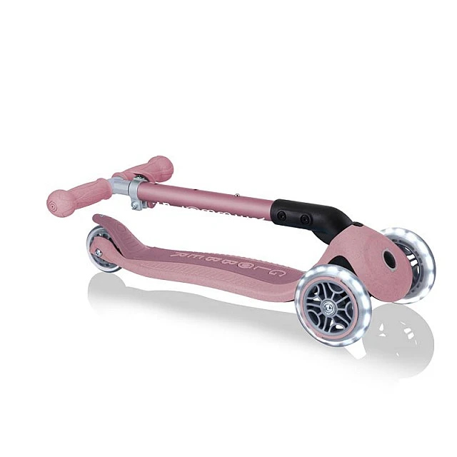 Foldable eco scooter with 3 wheels GLOBBER JUNIOR FOLDABLE LIGHTS ECOLOGIC – berry color