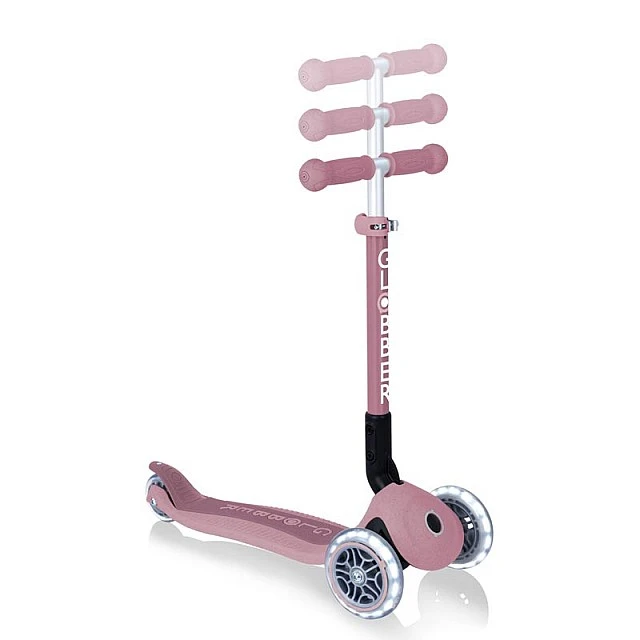 Foldable eco scooter with 3 wheels GLOBBER JUNIOR FOLDABLE LIGHTS ECOLOGIC – berry color
