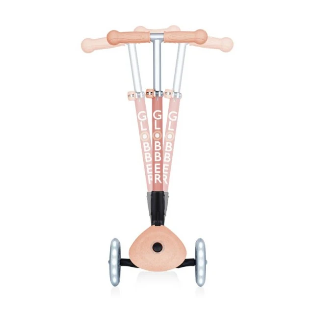 Foldable eco scooter with 3 wheels GLOBBER JUNIOR FOLDABLE LIGHTS ECOLOGIC - peach color