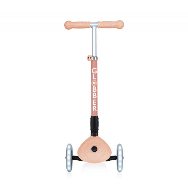 Foldable eco scooter with 3 wheels GLOBBER JUNIOR FOLDABLE LIGHTS ECOLOGIC - peach color