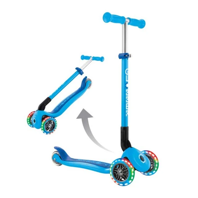 Folding scooter GLOBBER PRIMO FOLDABLE LIGHTS - sky blue
