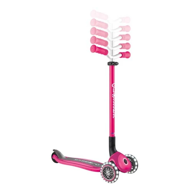 Globber Master lights three-wheeled folding scooter - pink