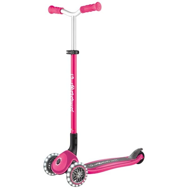 Globber Master lights three-wheeled folding scooter - pink