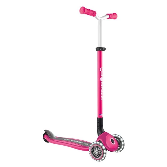 Globber Master lights three-wheeled folding scooter - pink