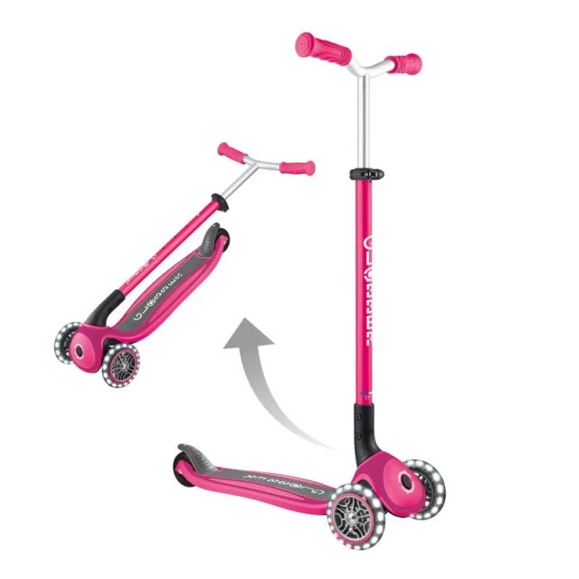 Globber Master lights three-wheeled folding scooter - pink