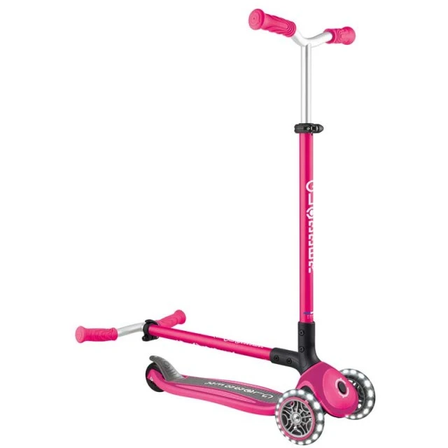Globber Master lights three-wheeled folding scooter - pink