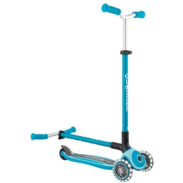 Globber Master lights three-wheeled folding scooter - blue
