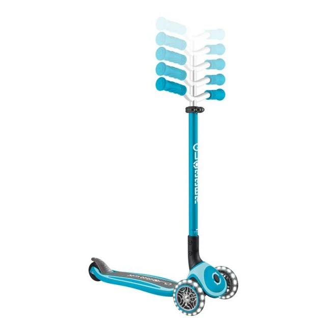 Globber Master lights three-wheeled folding scooter - blue