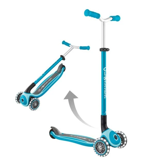 Globber Master lights three-wheeled folding scooter - blue