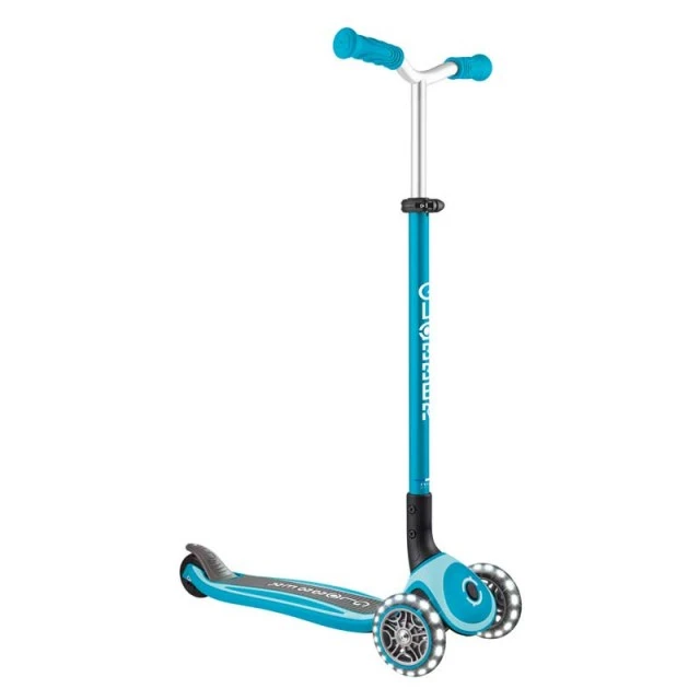 Globber Master lights three-wheeled folding scooter - blue