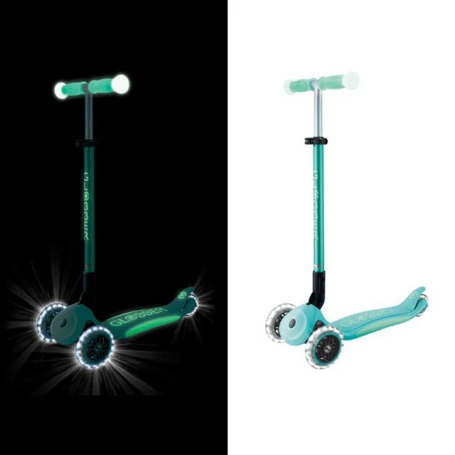 Сгъваема тротинетка със светещи дръжки ELITE GLOW LIGHTS, ментова