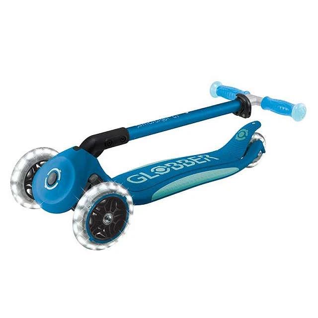 Folding scooter with light-up handles ELITE GLOW LIGHTS, petrol blue