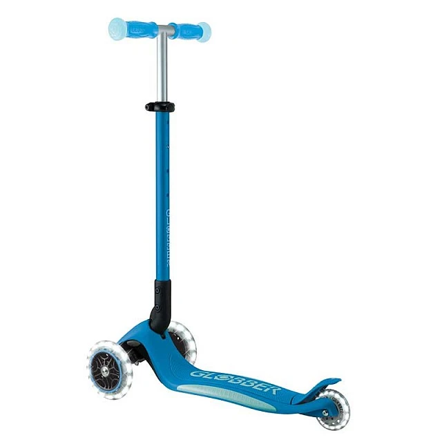 Folding scooter with light-up handles ELITE GLOW LIGHTS, petrol blue