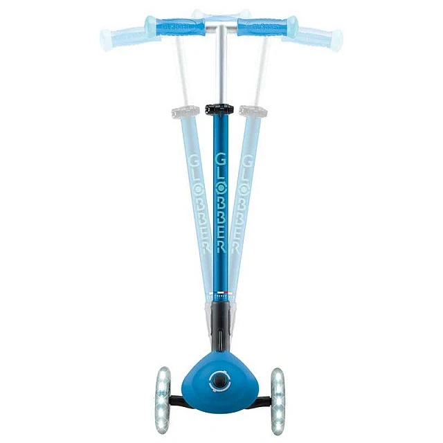 Folding scooter with light-up handles ELITE GLOW LIGHTS, petrol blue