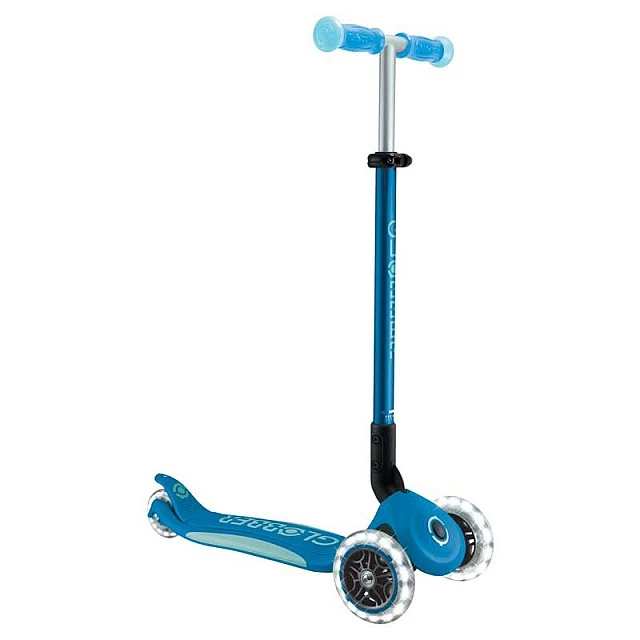 Folding scooter with light-up handles ELITE GLOW LIGHTS, petrol blue