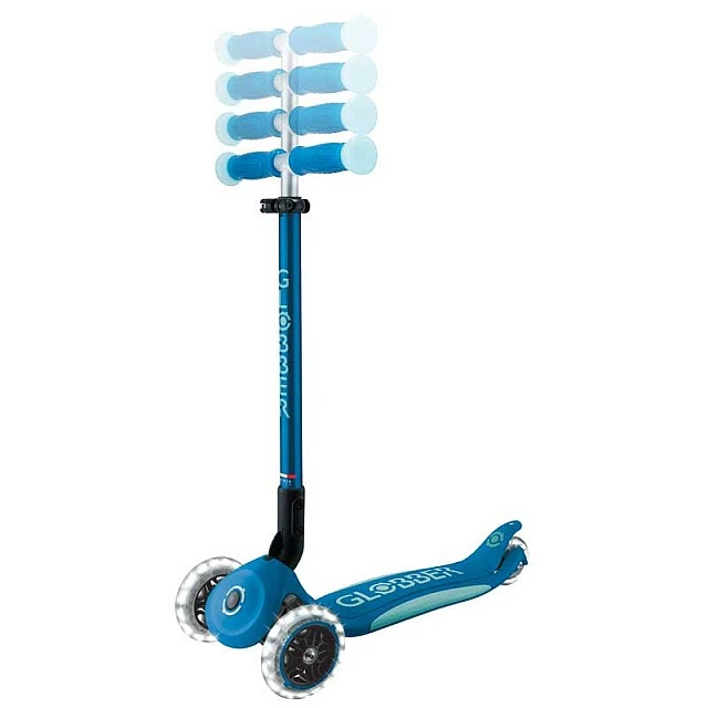 Folding scooter with light-up handles ELITE GLOW LIGHTS, petrol blue