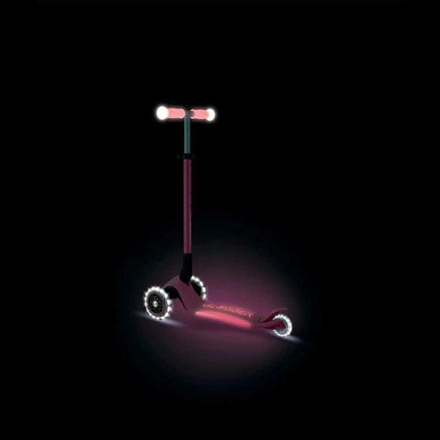 Folding scooter with light-up handles ELITE GLOW LIGHTS, coral color