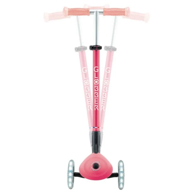Folding scooter with light-up handles ELITE GLOW LIGHTS, coral color