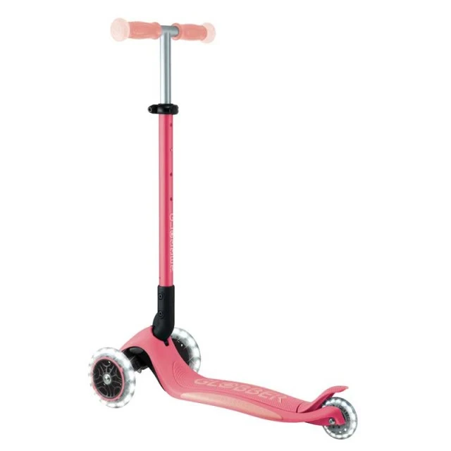 Folding scooter with light-up handles ELITE GLOW LIGHTS, coral color