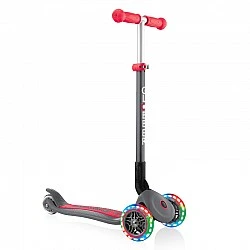 Folding scooter with light-up wheels Globber Primo Foldable Lights, grey-red